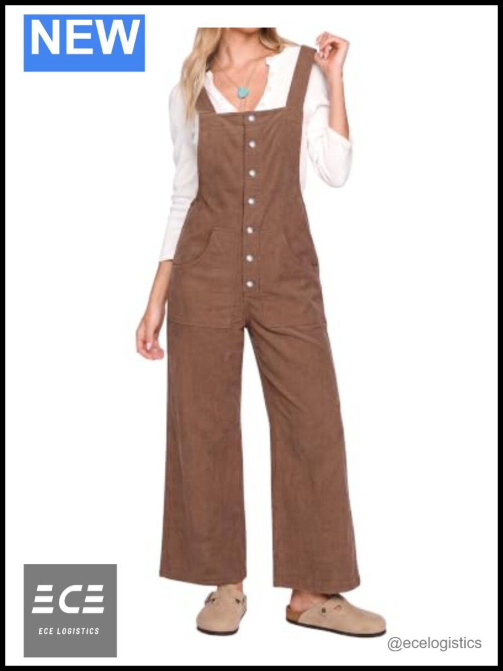 Corduroy Overalls Wide Leg Bib Jumpsuit Loose Fit Adjustable Straps